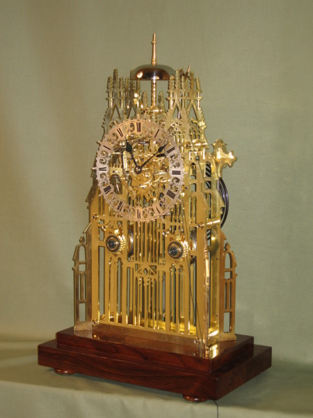 English York Minster skeleton clock striking on bell and gong. 1860