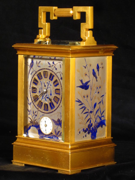 possibly unique clock with silvered panels and blue decoration