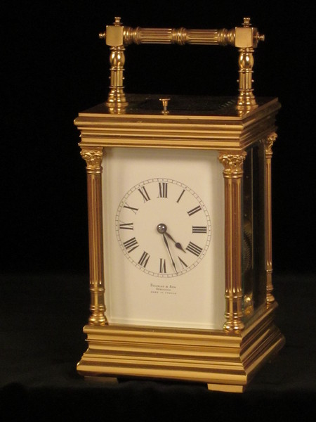 impressive corinthian column striking and repeating carriage clock