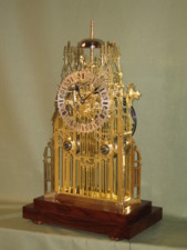 English York Minster skeleton clock striking on bell and gong. 1860