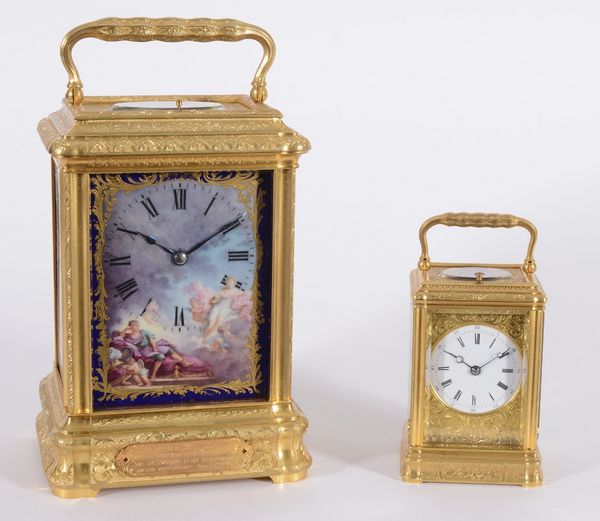 Giant Cased Carriage Clock with Porcelain Panels