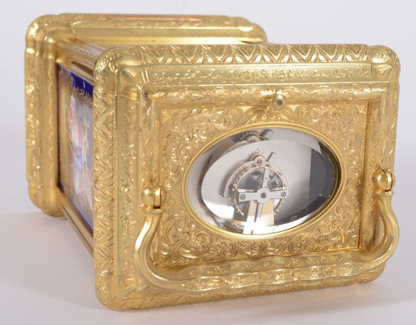 Giant Cased Carriage Clock with Porcelain Panels