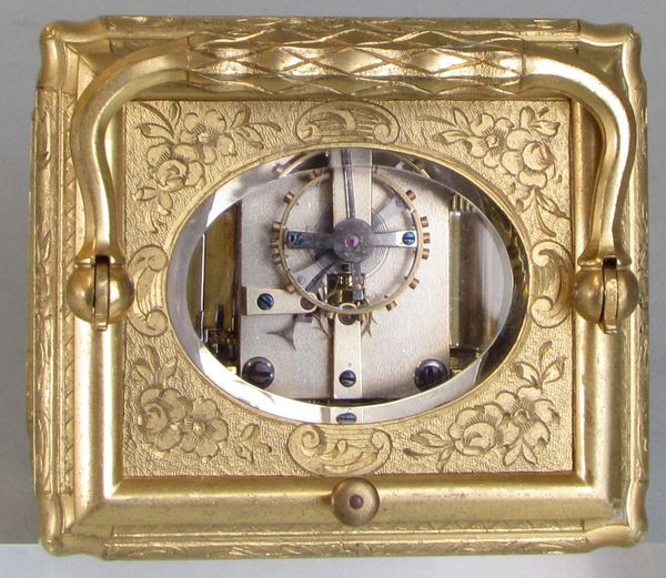 Engraved and Gilded Gorge Cased Carriage Clock 