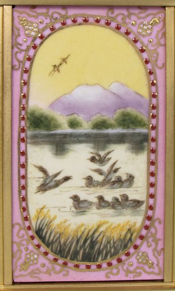 Corniche Cased Carriage Clock with Three Porcelain Panels 