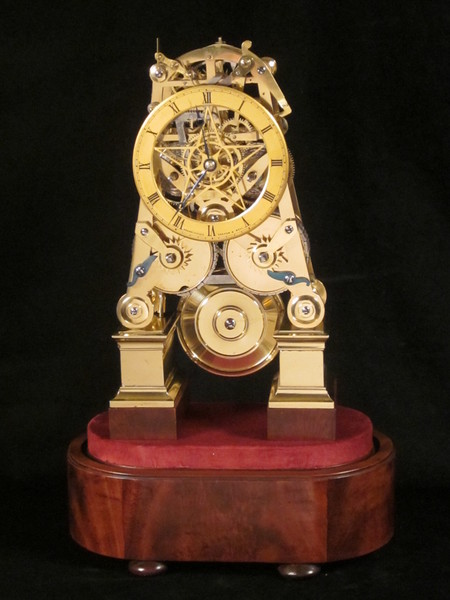 early ( circa !832) English skeleton clock with strikework in the base.