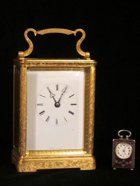 Swiss sub-miniature silver and enamel carriage clock by Zenith
