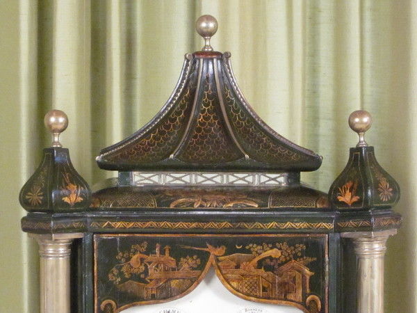 Chiming and musical green lacquer bracket clock for the oriental market