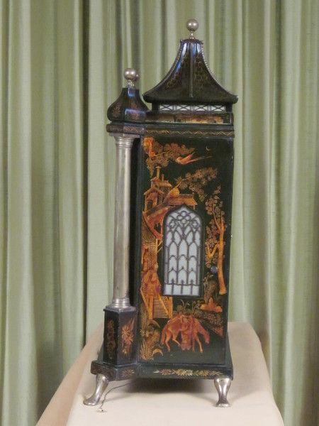 Chiming and musical green lacquer bracket clock for the oriental market