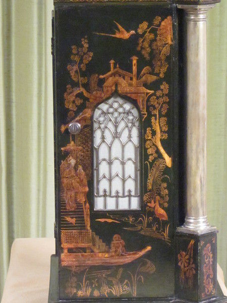 Chiming and musical green lacquer bracket clock for the oriental market