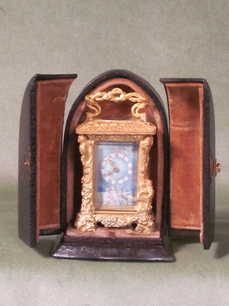 Unique? miniature carriage clock in the form of a country cottage.