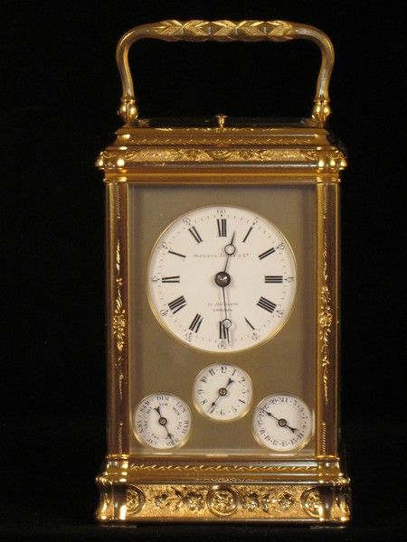 fully engraved Grande sonnerie gorge carriage clock with calendar work