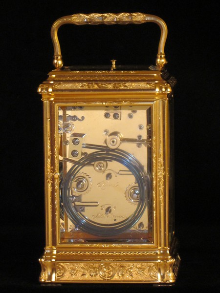 fully engraved Grande sonnerie gorge carriage clock with calendar work