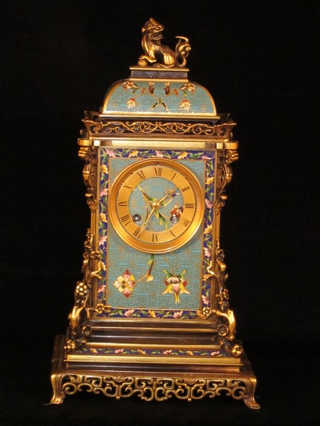 French champleve mantel clock made for the Chinese market.