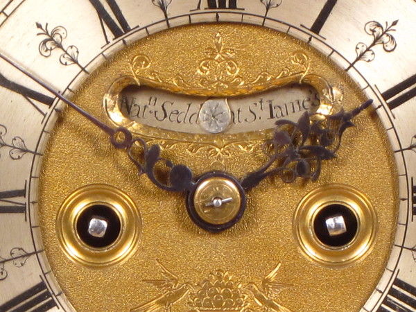 Ebony veneered spring clock by Nathaniel Seddon with pull quarter repeat