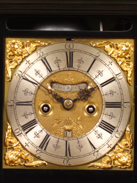 Ebony veneered spring clock by Nathaniel Seddon with pull quarter repeat