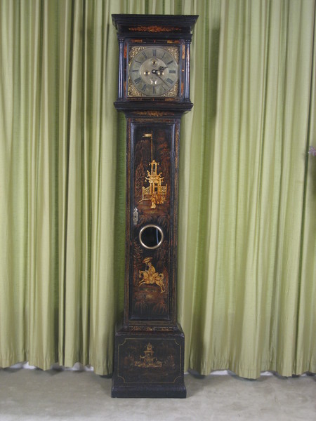 early square dial lacquer longcase in very original condition. circa710