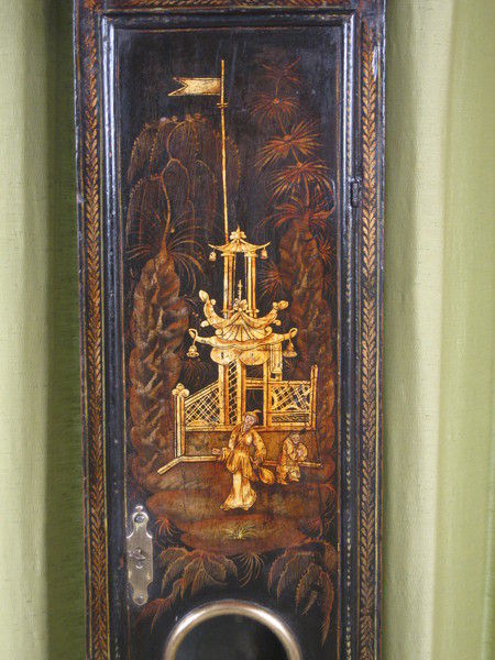early square dial lacquer longcase in very original condition. circa710
