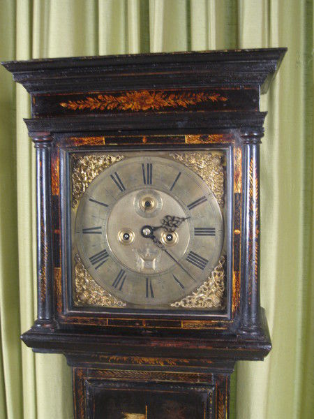 early square dial lacquer longcase in very original condition. circa710