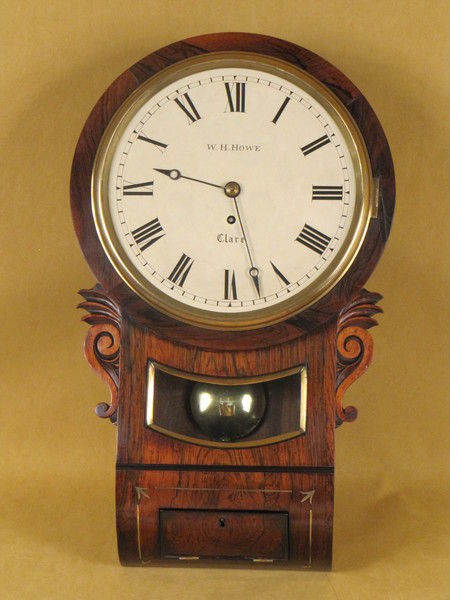 Rosewood veneered brass inlaid wall clock with 10