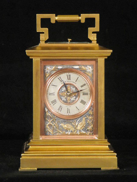carriage clock made for Japanese market with fine metal panels 