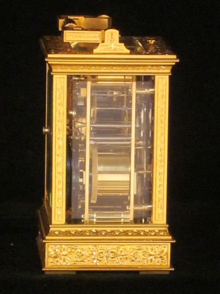 engraved and gilded anglaise riche quarter striking carriage clock Drocourt