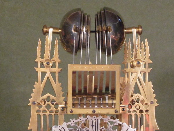 transversely mounted 8 bell skeleton clock based on West front Yorkminster  