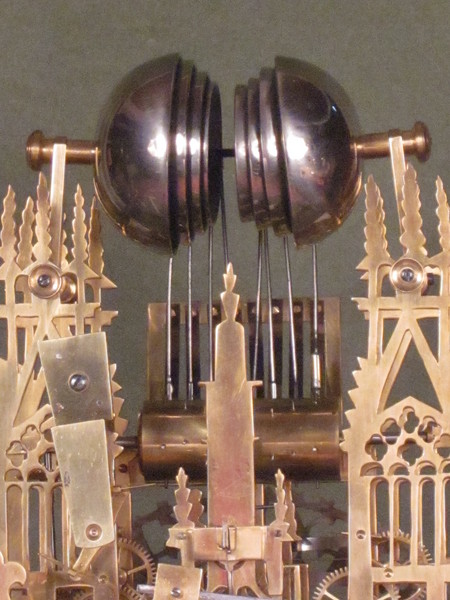 transversely mounted 8 bell skeleton clock based on West front Yorkminster  