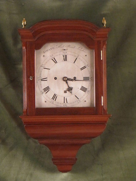 late18th cent mahogany wall clock by Grant Fleet Street London No. 330