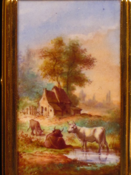 Richard (CA et Cie) signed to bottom L of backplate. 3 porcelain panels.