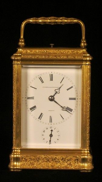 D377. A finely engraved gorge cased carriage clock, circa 1865.