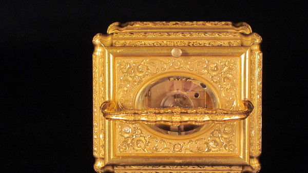 D377. A finely engraved gorge cased carriage clock, circa 1865.