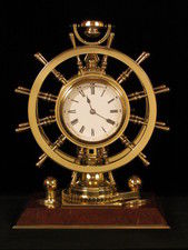 Double ship's wheel Bollard novelty/mystery clock