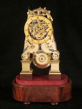 early ( circa !832) English skeleton clock with strikework in the base.
