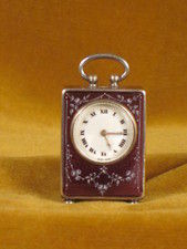 Swiss sub-miniature silver and enamel carriage clock by Zenith