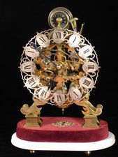 8 bell skeleton clock playing Whittington chimes at the quarters.