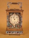 Threequarter size champleve enamel striking carriage clock (France)