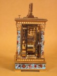 Threequarter size champleve enamel striking carriage clock (France)