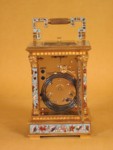 Threequarter size champleve enamel striking carriage clock (France)