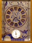 possibly unique clock with silvered panels and blue decoration (France)