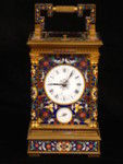 large champleve enamel carriage clock centre seconds (France)