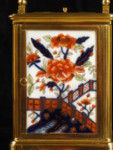 rare carriage clock with Staffordshire panels in Imari style (France and England)
