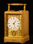Engraved early bell striking carriage clock with case (France)