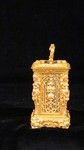 Miniature carriage clock with carytids, engraved panels and original case.   (France)