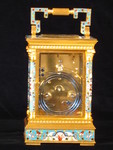 A fairly large champleve enamel carriage gong striking carriage clock (France)