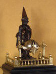 rare automaton clock with wizard striking the quarters on four bells (France)