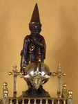 rare automaton clock with wizard striking the quarters on four bells (France)