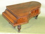 Miniature rosewood necessaire in form of a grande piano, with music box (England)