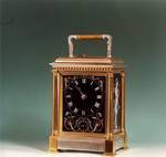 Giant grande sonnerie carriage clock with Limoges panels.   (French)