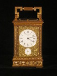engraved and gilded anglaise riche quarter striking carriage clock Drocourt (France)