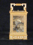 engraved and gilded anglaise riche quarter striking carriage clock Drocourt (France)